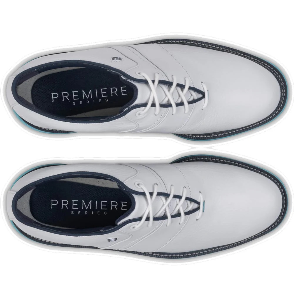 FootJoy Premiere Series Packard Waterproof Spiked Shoes - White/Navy/Blue - Image 3