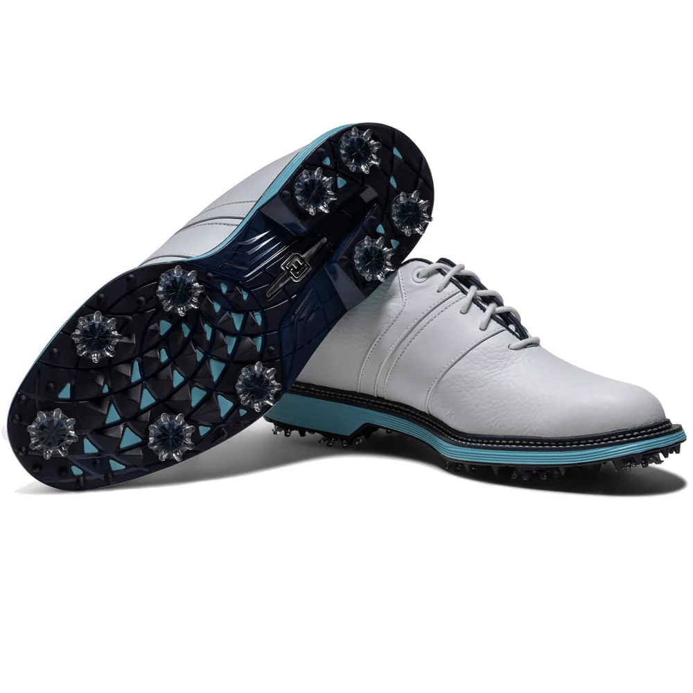 FootJoy Premiere Series Packard Waterproof Spiked Shoes - White/Navy/Blue - Image 7