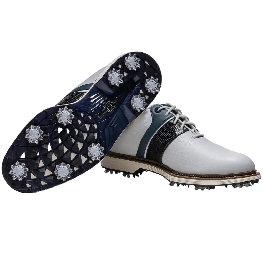 FootJoy Premiere Series Packard Waterproof Spiked Shoes - White/Navy/White - Image 7