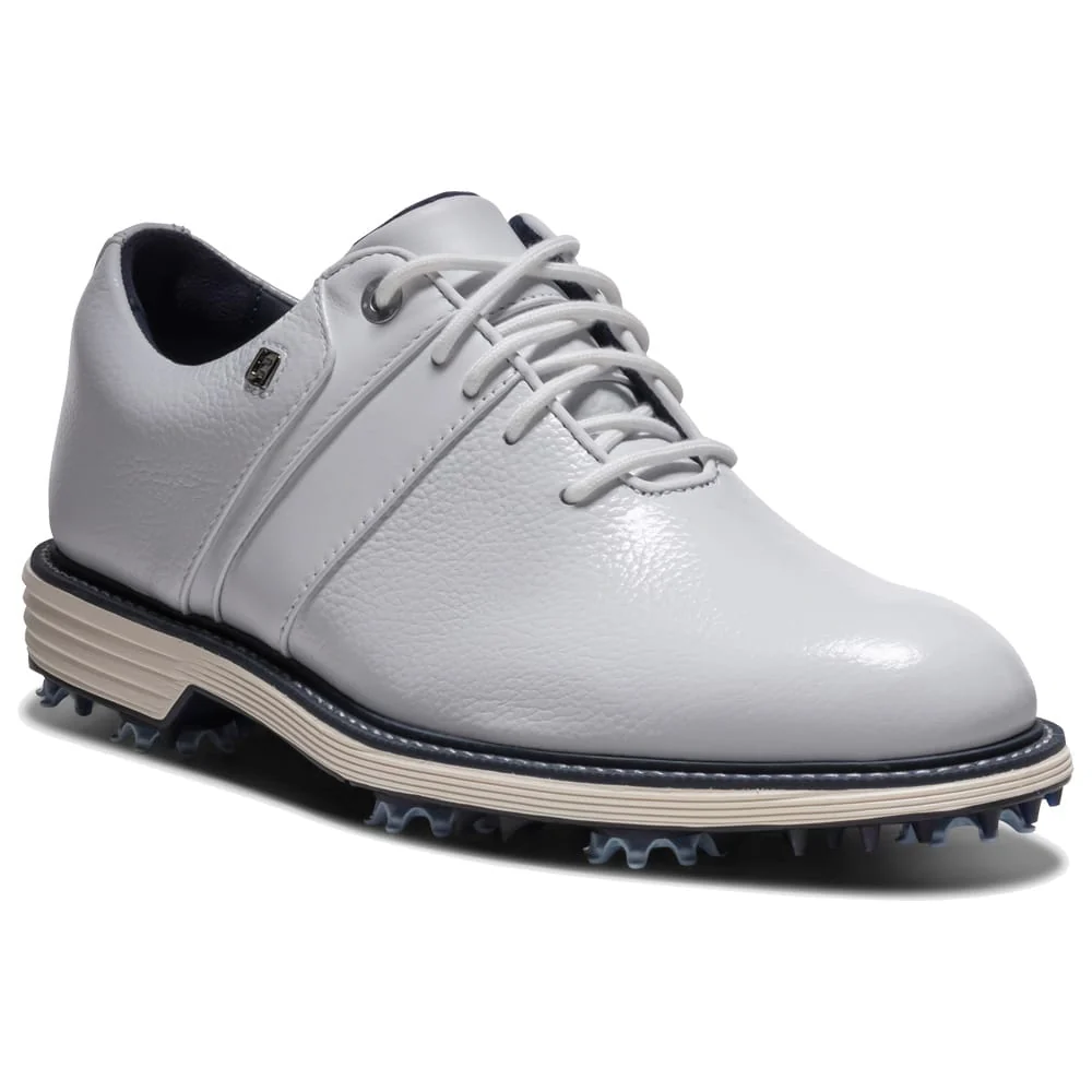 FootJoy Premiere Series Packard Ladies Waterproof Spiked Shoes - White/White/Navy - Image 4