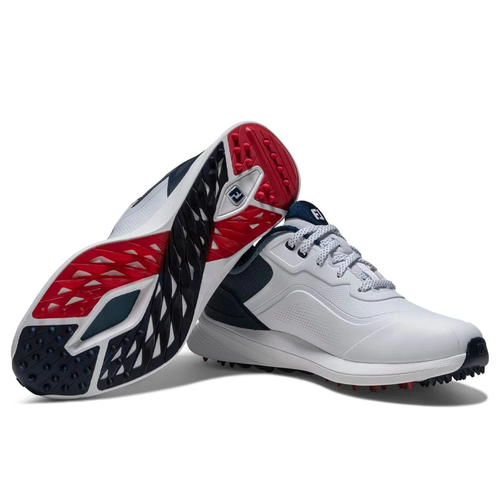 FootJoy Pro SL Waterproof Spikeless Shoes - White/Blue/Red - Image 5
