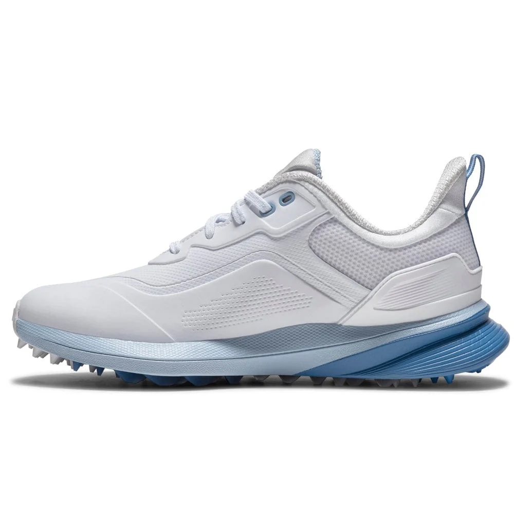 FootJoy Pro SL Ladies Waterproof Spikeless Shoes - White/White/Blue - Image 2