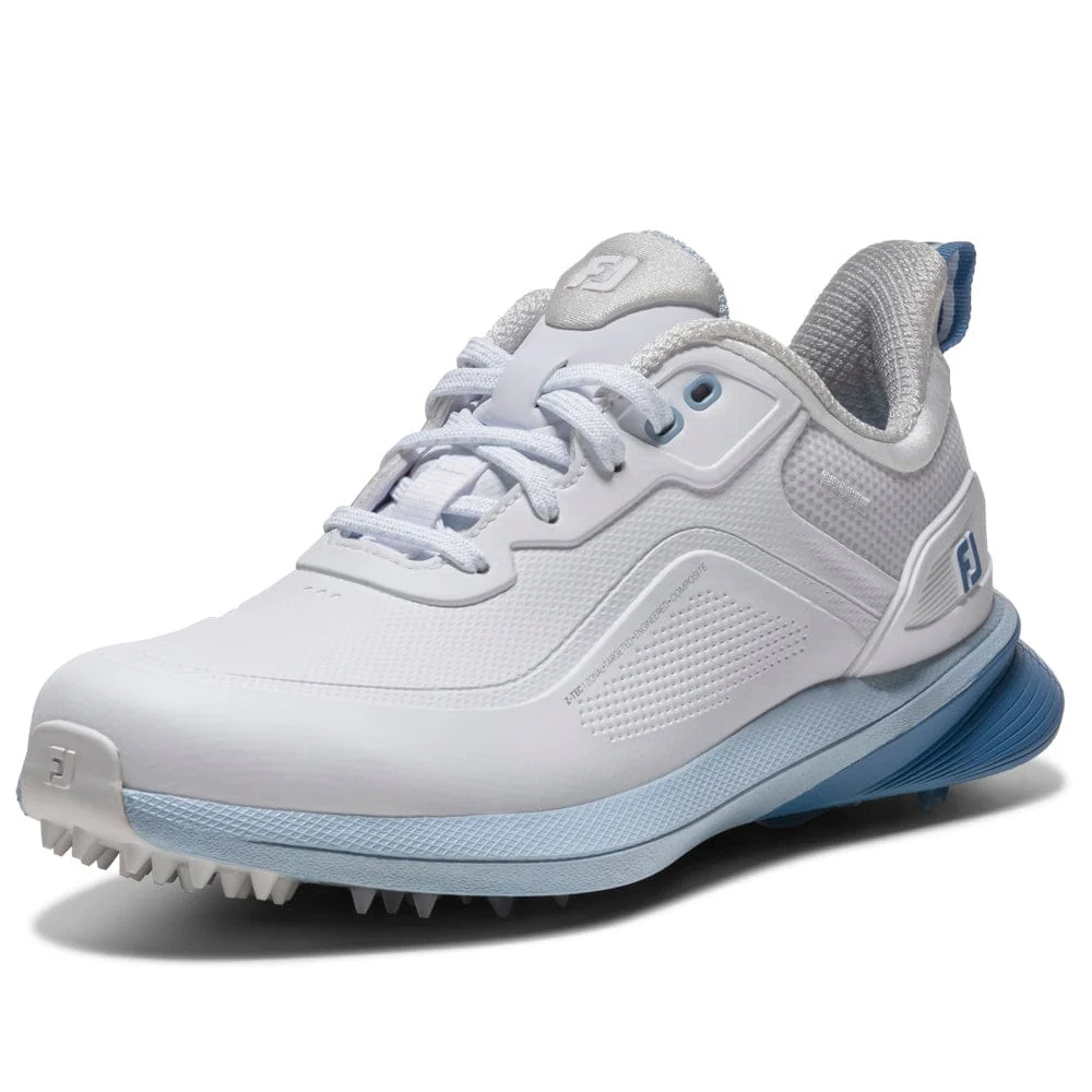 FootJoy Pro SL Ladies Waterproof Spikeless Shoes - White/White/Blue - Image 3