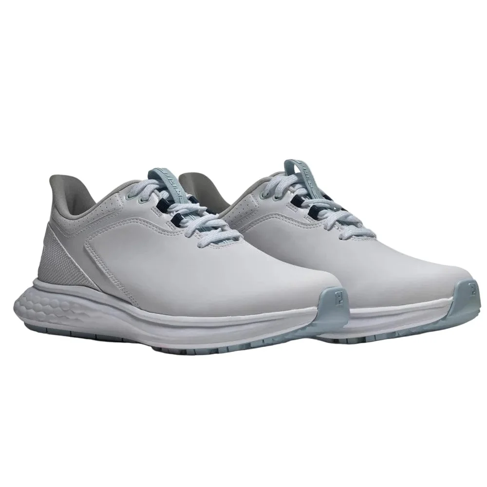 FootJoy Pulse Ladies Spikeless Waterproof Shoes - White/Grey/Blue - Image 7