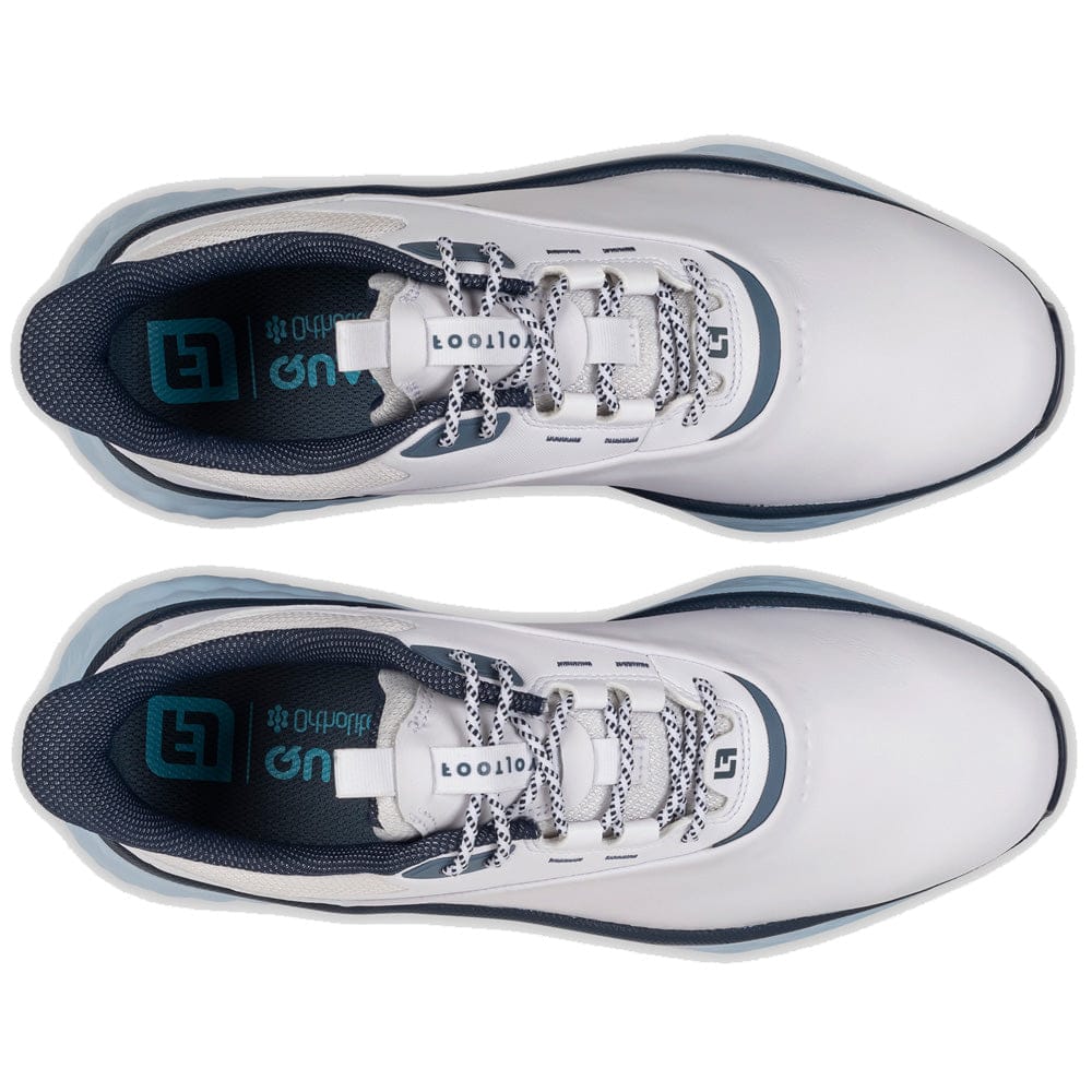 FootJoy Quantum Spikeless Waterproof Shoes - White/Navy/Blue - Image 3