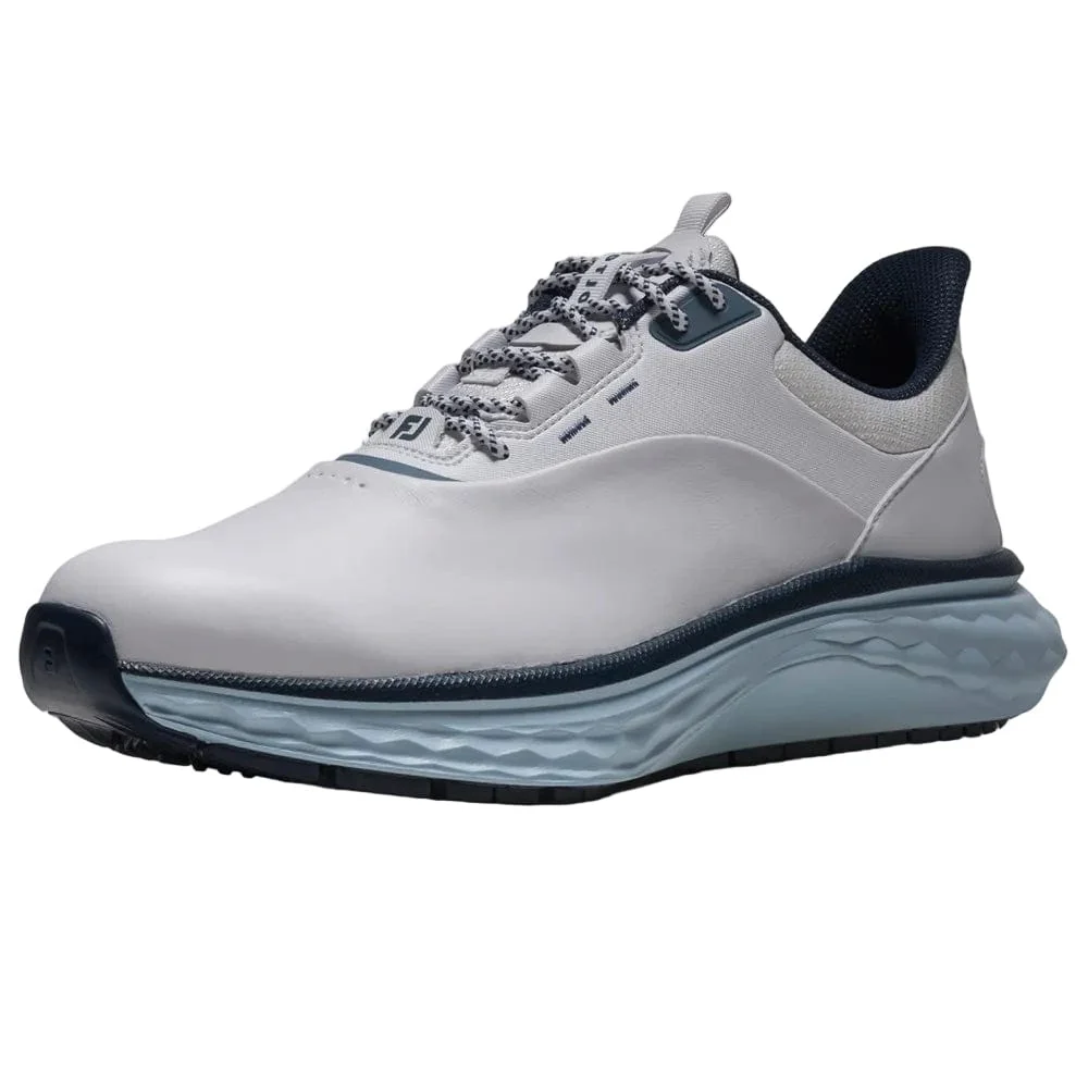 FootJoy Quantum Spikeless Waterproof Shoes - White/Navy/Blue - Image 4