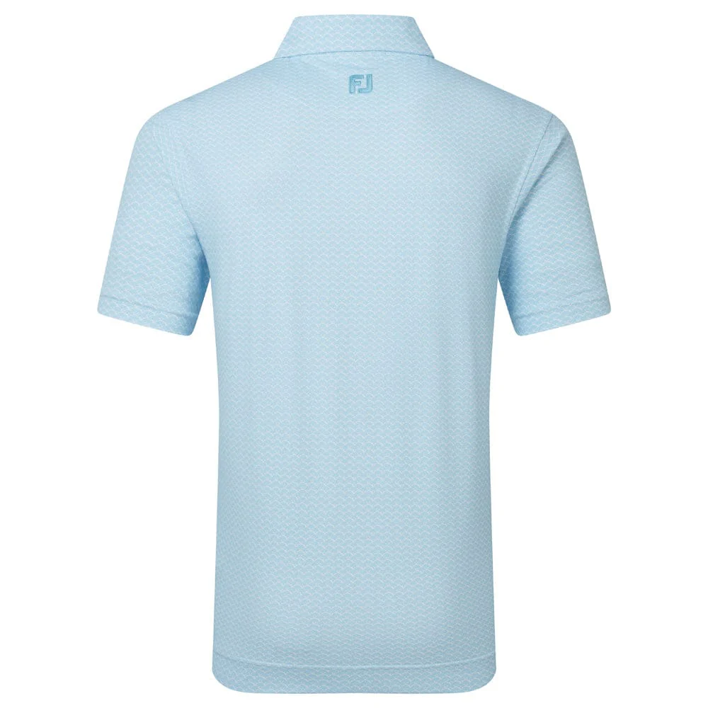 FootJoy Scallop Geo Pique Polo Shirt - Blue Reef - Image 2