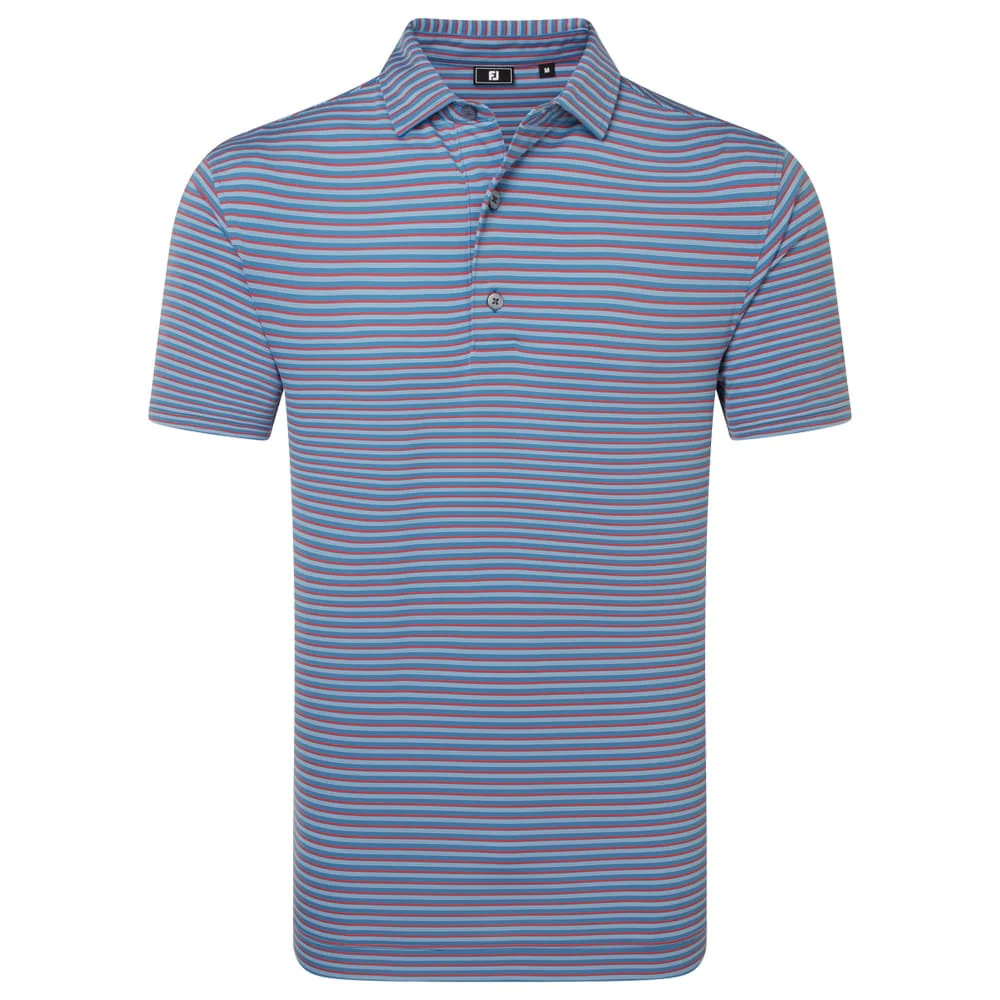 FootJoy Shadow Stripe Lisle Polo Shirt - Coastal Blue