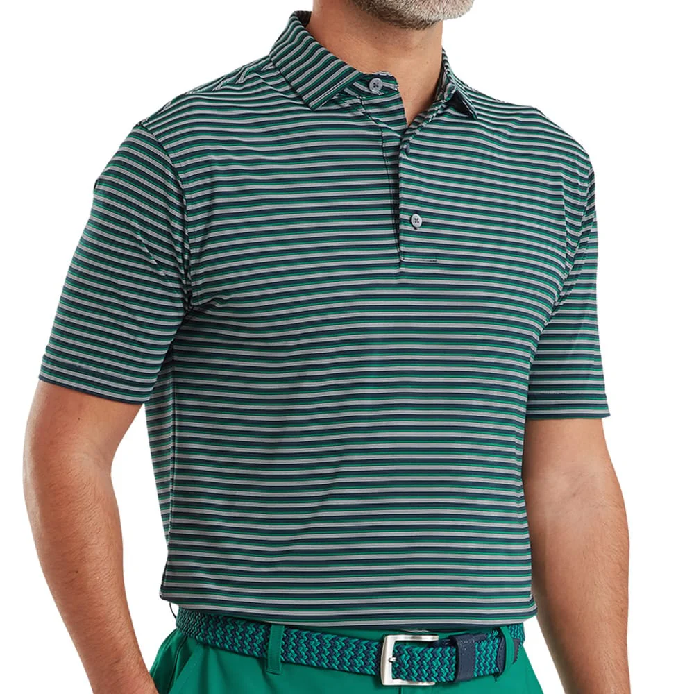 FootJoy Shadow Stripe Lisle Polo Shirt - Navy - Image 3