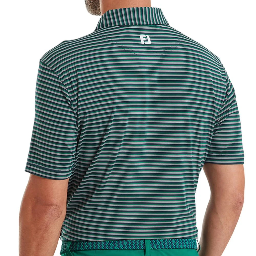 FootJoy Shadow Stripe Lisle Polo Shirt - Navy - Image 4