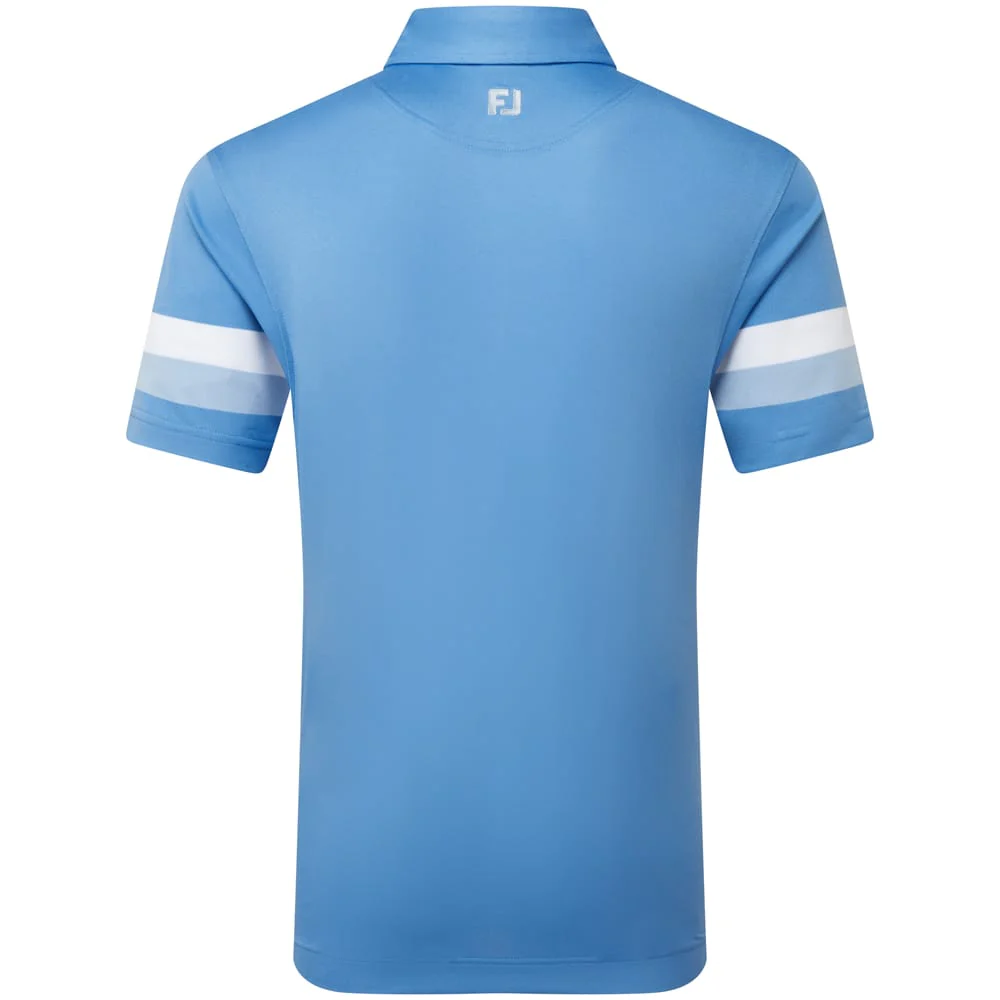 FootJoy Sleeve Stripe Pique Polo Shirt - Coastal Blue/Chambray/White - Image 2