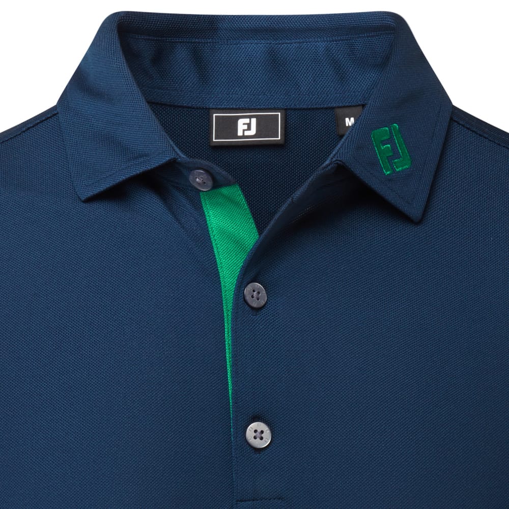 FootJoy Sleeve Stripe Pique Polo Shirt - Navy/Field Green/White - Image 3
