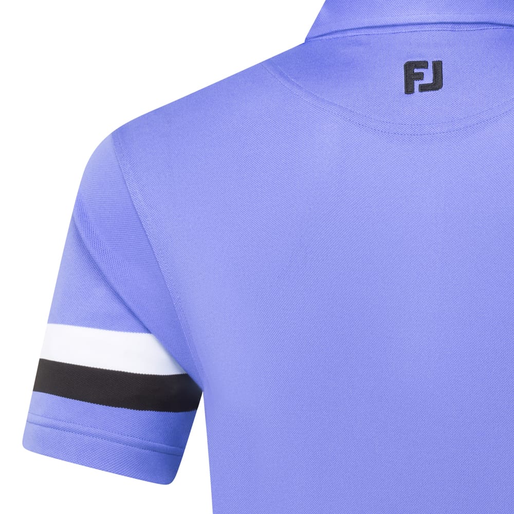 FootJoy Sleeve Stripe Pique Polo Shirt - Vivid Violet/Black/White - Image 5