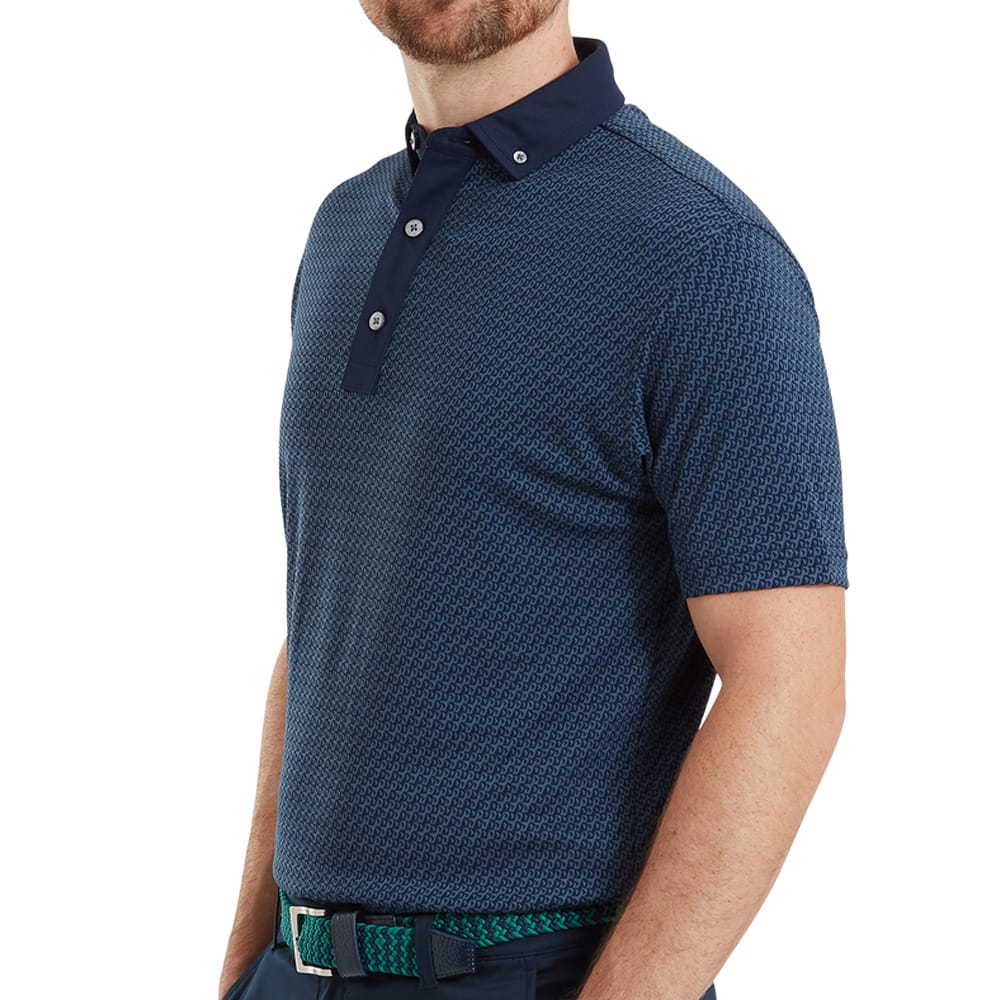 FootJoy Star Geo Jacquard Polo Shirt - Navy - Image 3