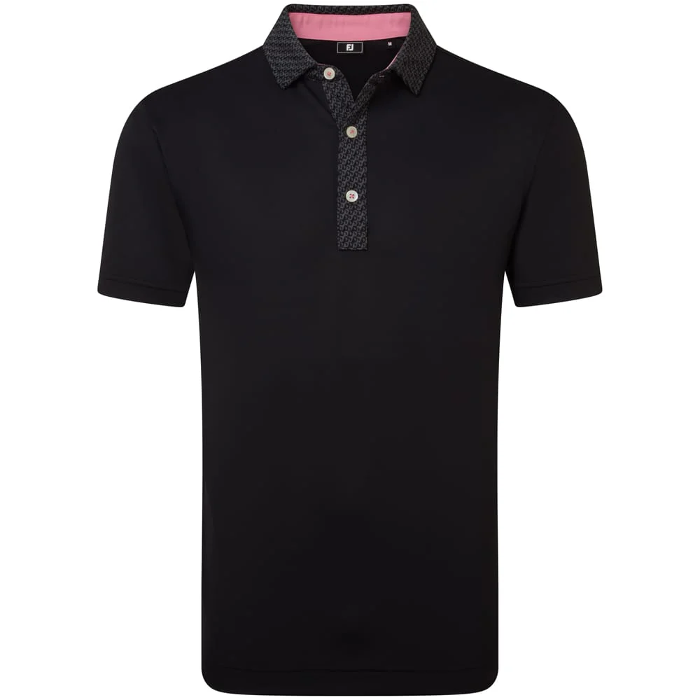 FootJoy Star Geo Trim Pique Polo Shirt - Black