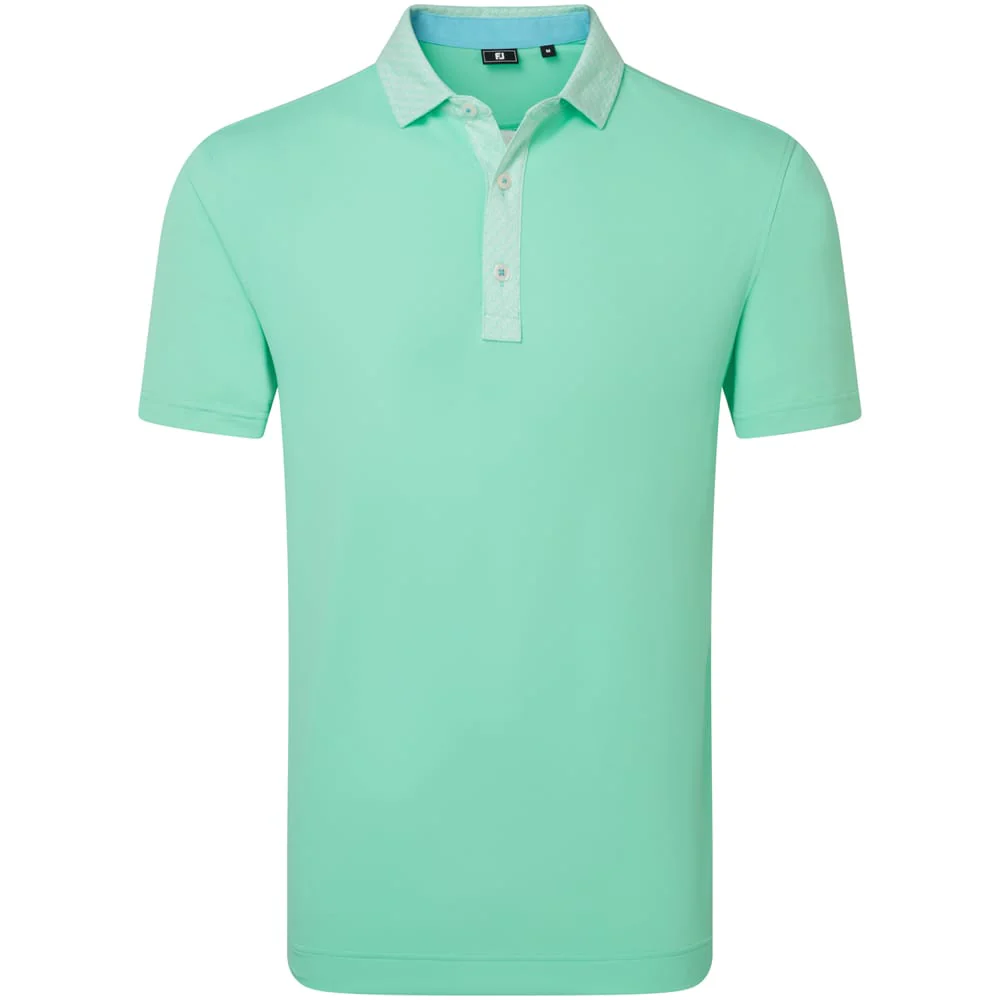 FootJoy Star Geo Trim Pique Polo Shirt - Seaglass