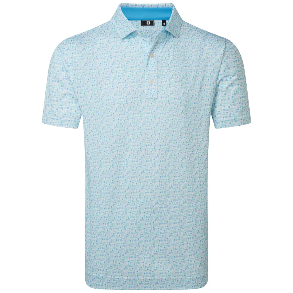 FootJoy Surfs Up Print Lisle Polo Shirt - Deep Reef/White/Sea Glass/Blue Reef
