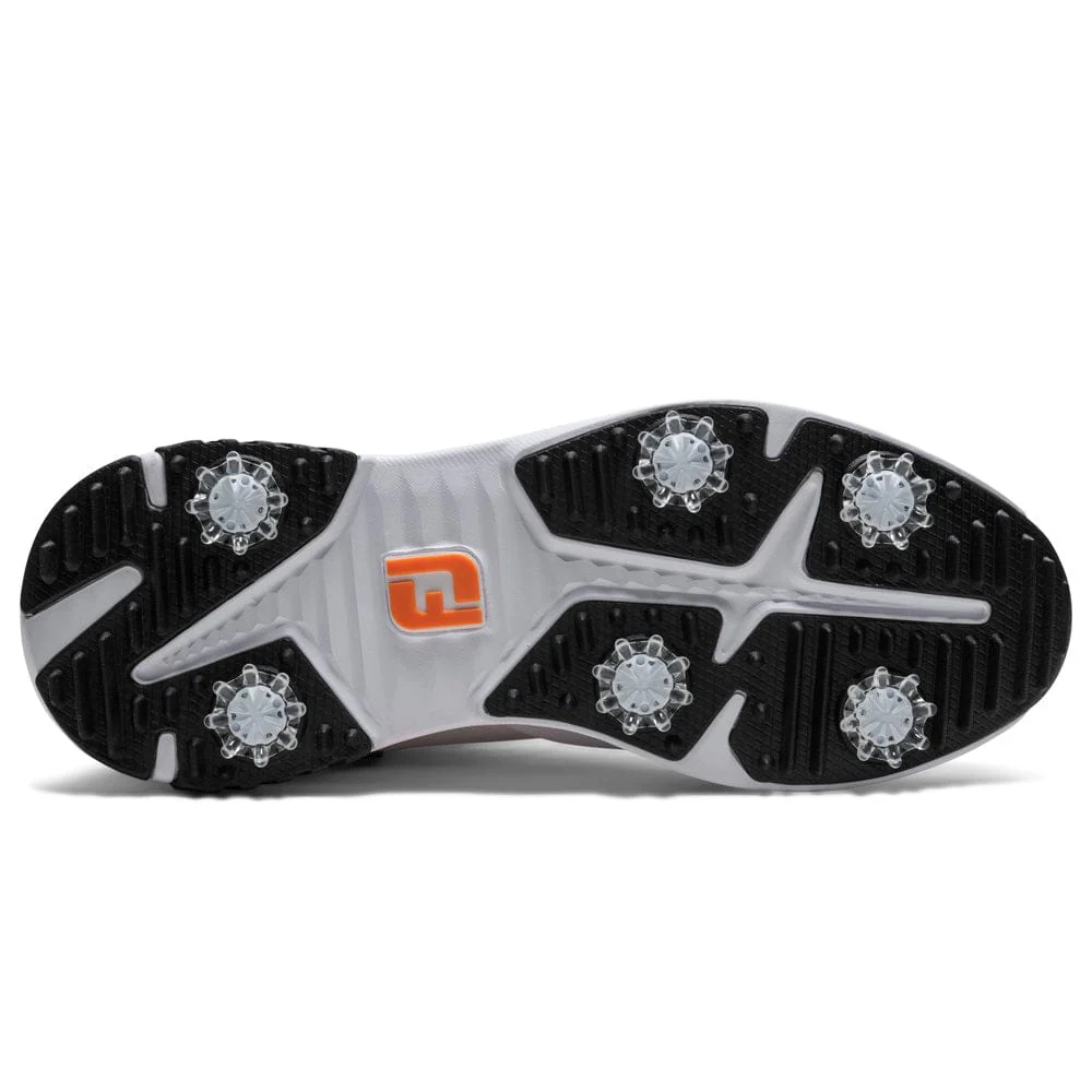 FootJoy Tour Rival Waterproof Spiked Shoes - White/Black/Orange - Image 2