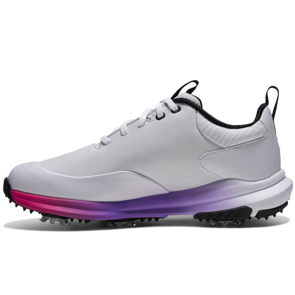 FootJoy Tour Rival Ladies Waterproof Spiked Shoes - White/Silver/Pink - Image 2