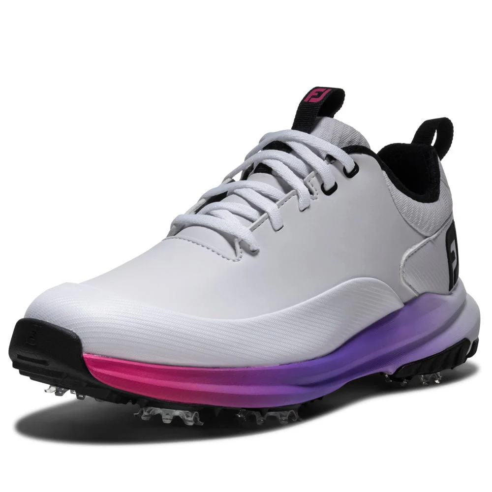 FootJoy Tour Rival Ladies Waterproof Spiked Shoes - White/Silver/Pink - Image 3