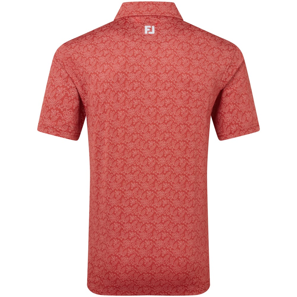 FootJoy Wingtip Floral Lisle Polo Shirt - Nantucket Red - Image 2