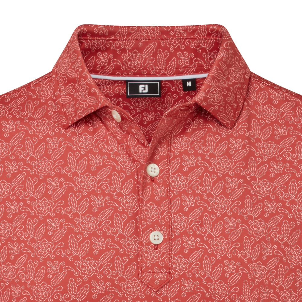 FootJoy Wingtip Floral Lisle Polo Shirt - Nantucket Red - Image 3