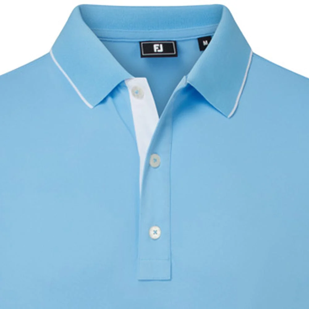FootJoy Wordmark Pique Polo Shirt - Blue Reef - Image 3