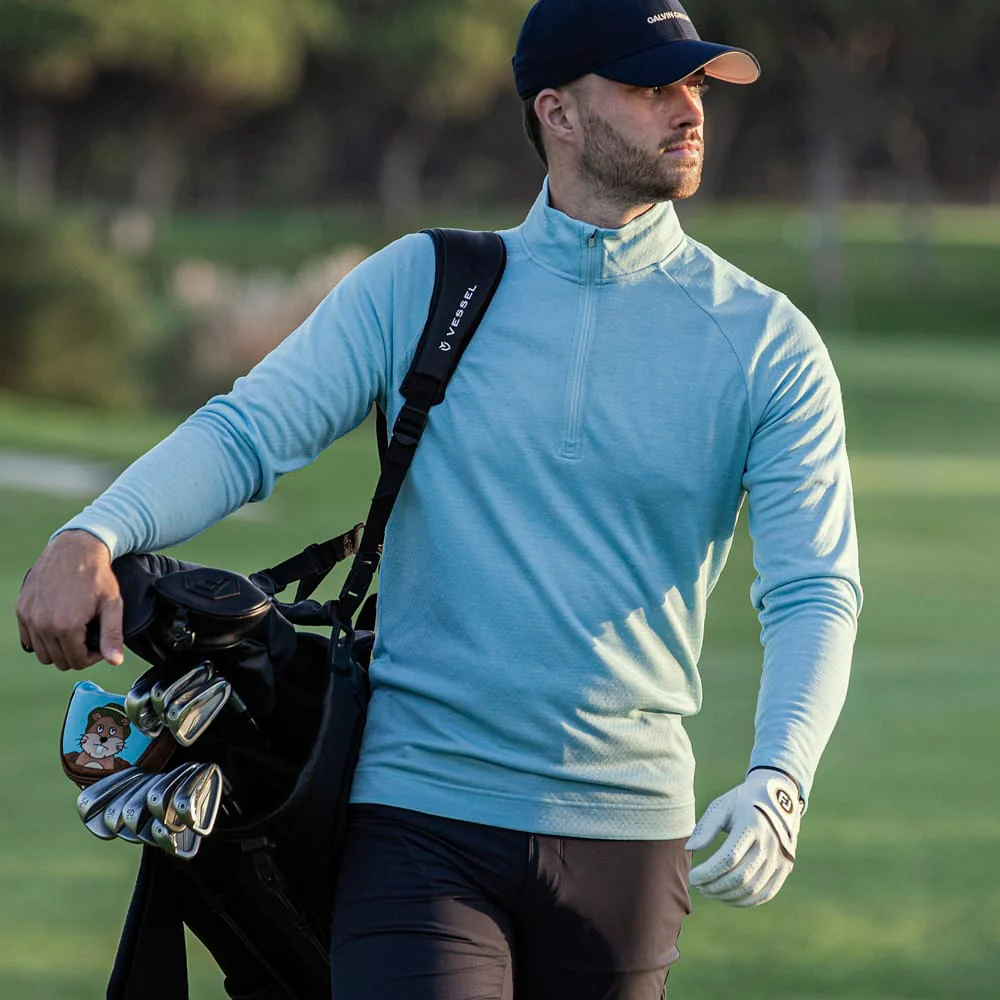 Galvin Green Dion 1/4 Zip Pullover - Crystal Blue Melange - Image 6