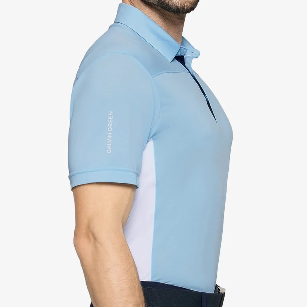 Galvin Green Mitchell Polo Shirt - Crystal Blue/White/Navy - Image 4