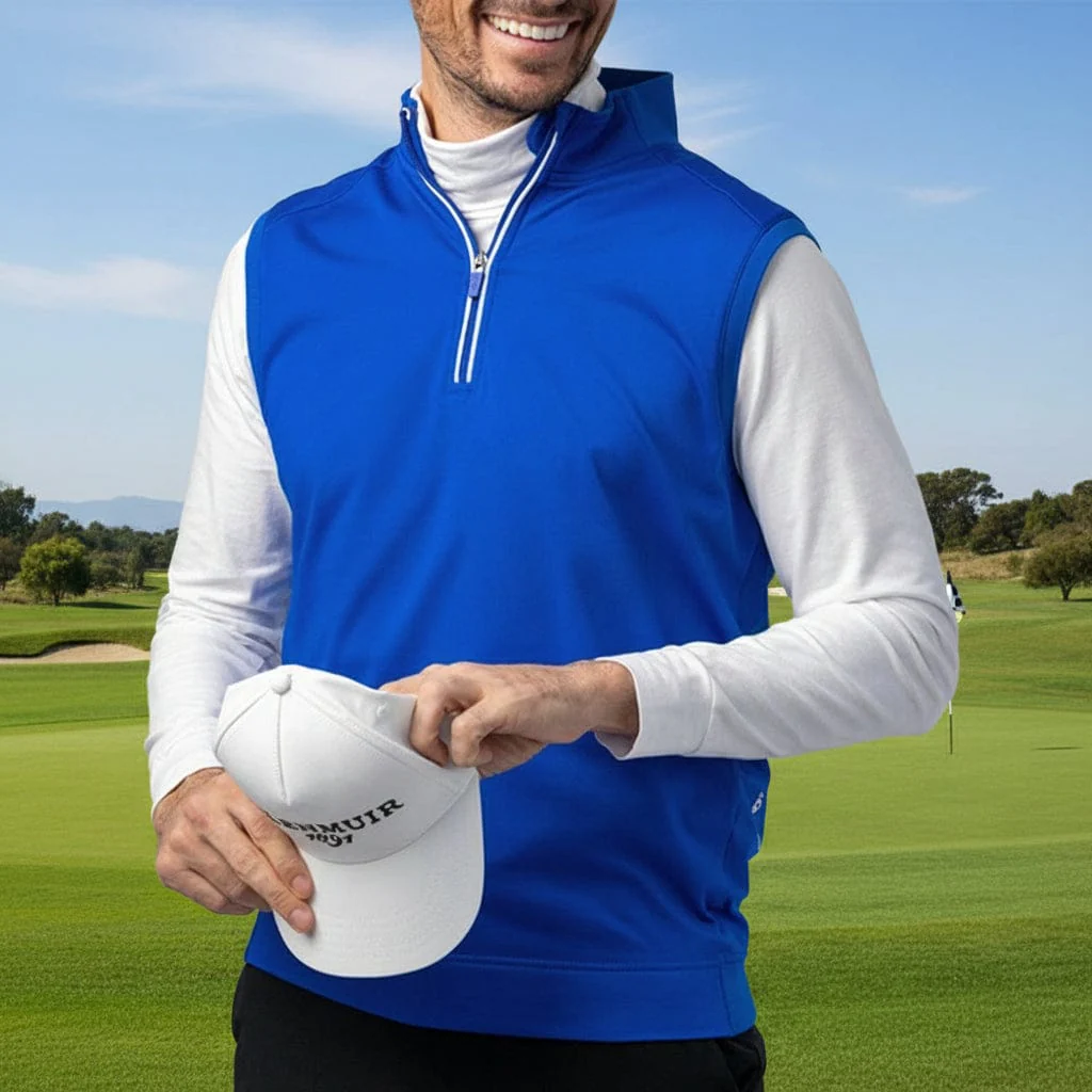 Glenmuir Applecross 1/4 Zip Gilet - Ascot Blue/White - Image 6