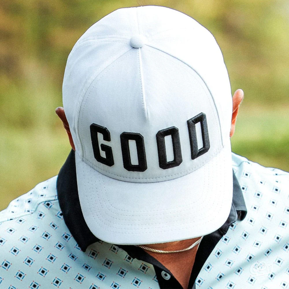 Good Good Golf Team Good Varsity Trucker Cap - Solid White/Black - Image 3