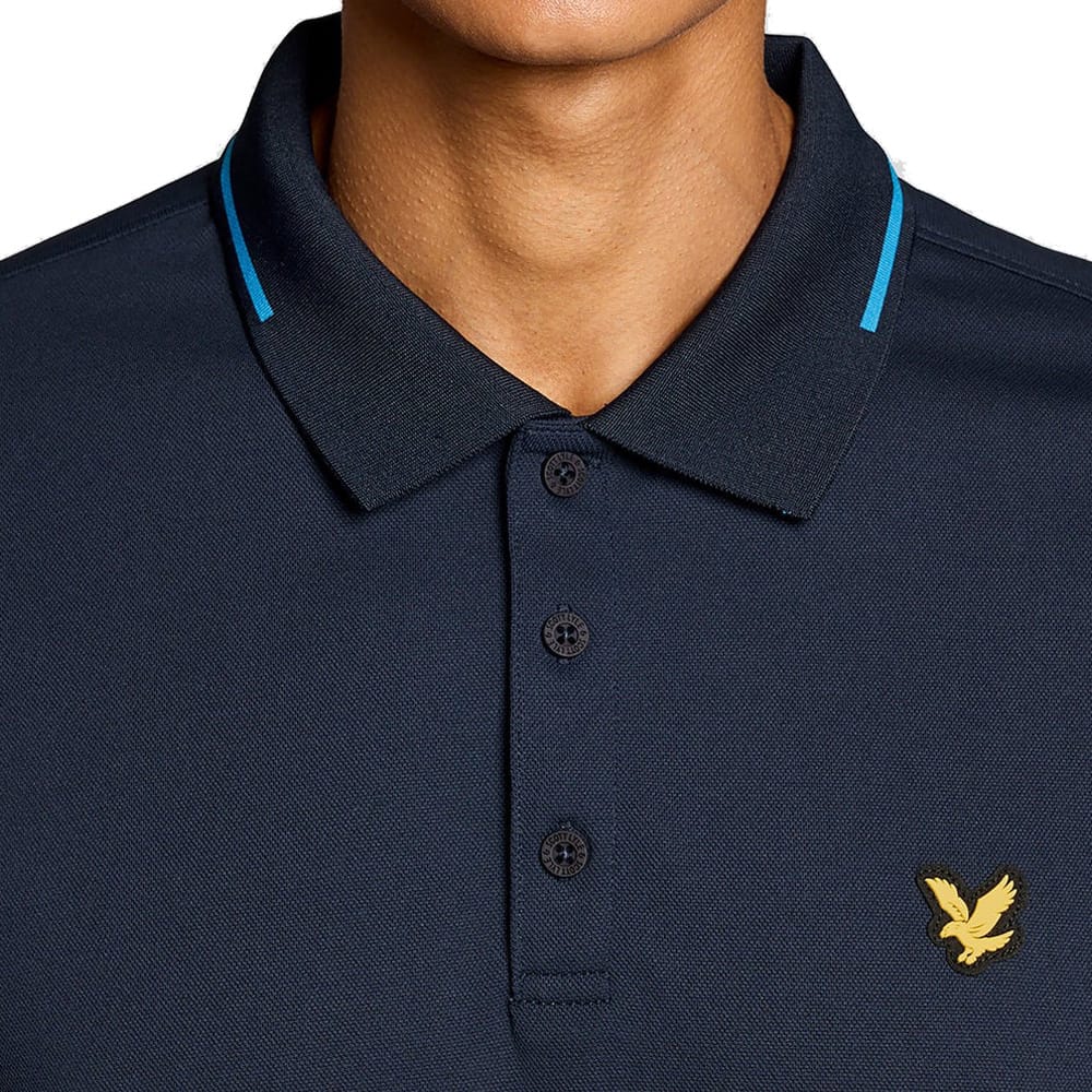Lyle & Scott Golf 1874 Tipped Tech Polo Shirt - Dark Navy - Image 3