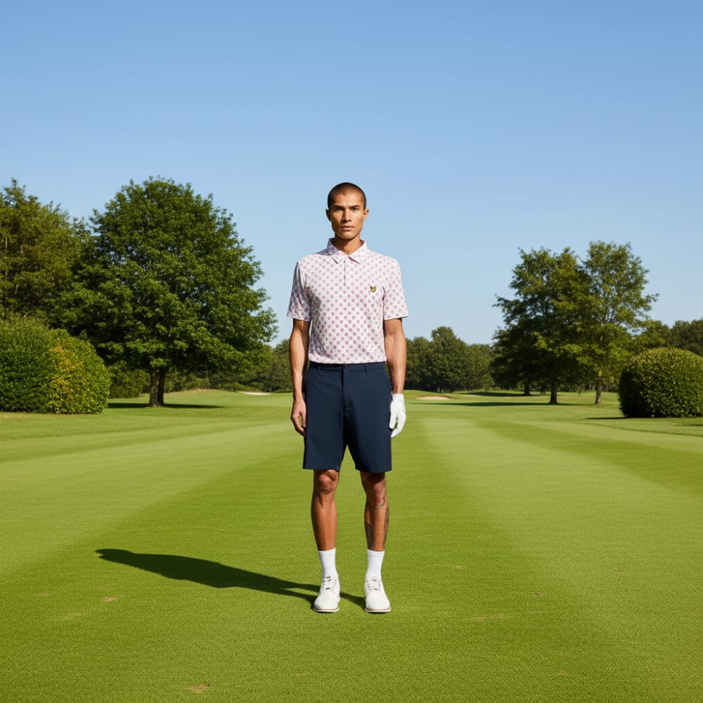 Lyle & Scott Golf Argyle Print Polo Shirt - White - Image 4
