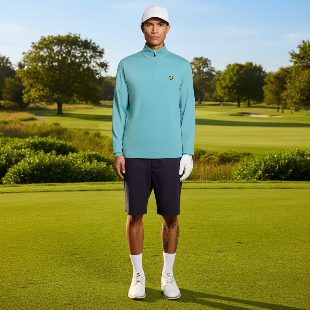 Lyle & Scott Golf Core Quarter Zip Midlayer - Aquamarine Blue - Image 5