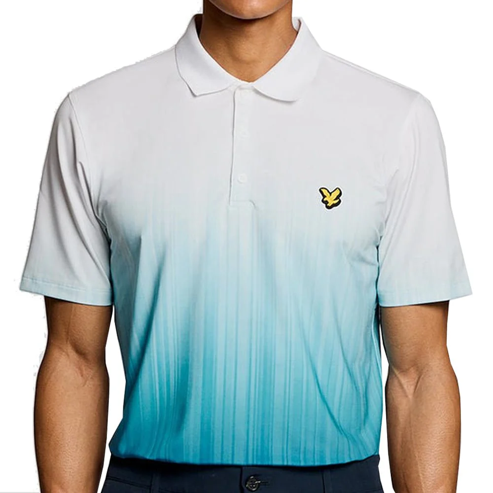 Lyle & Scott Golf Gradient Polo Shirt - Aquamarine Blue - Image 3