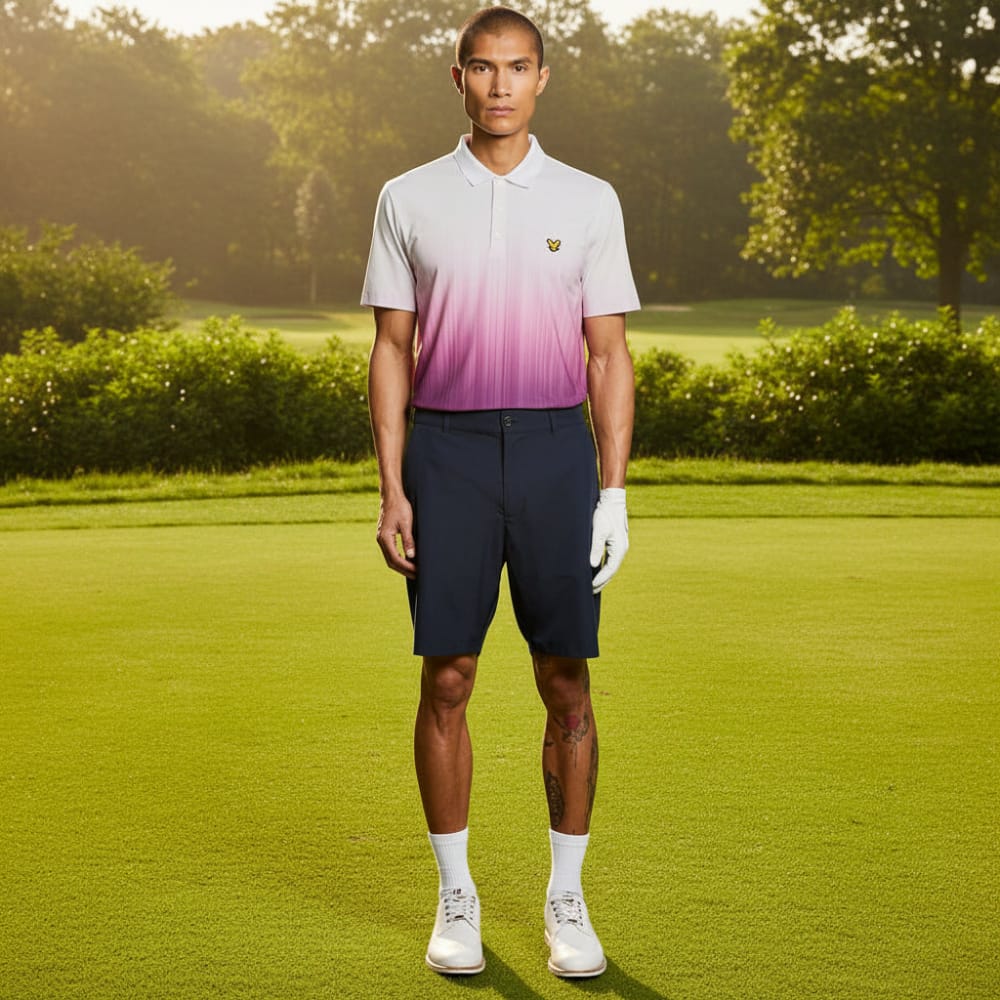 Lyle & Scott Golf Gradient Polo Shirt - Techno Purple - Image 4