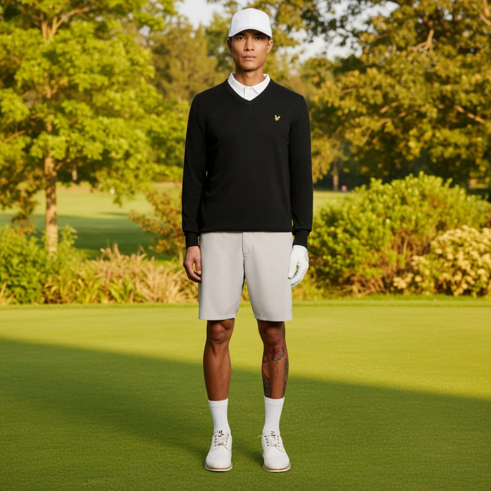 Lyle & Scott Golf V Neck Pullover - Jet Black - Image 4