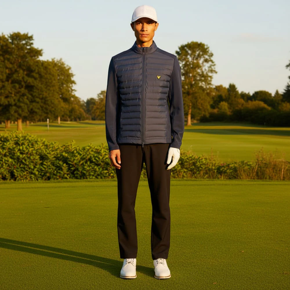 Lyle & Scott Hybrid Quilted Full Zip Golf Jacket - Ryder Blue - Image 4