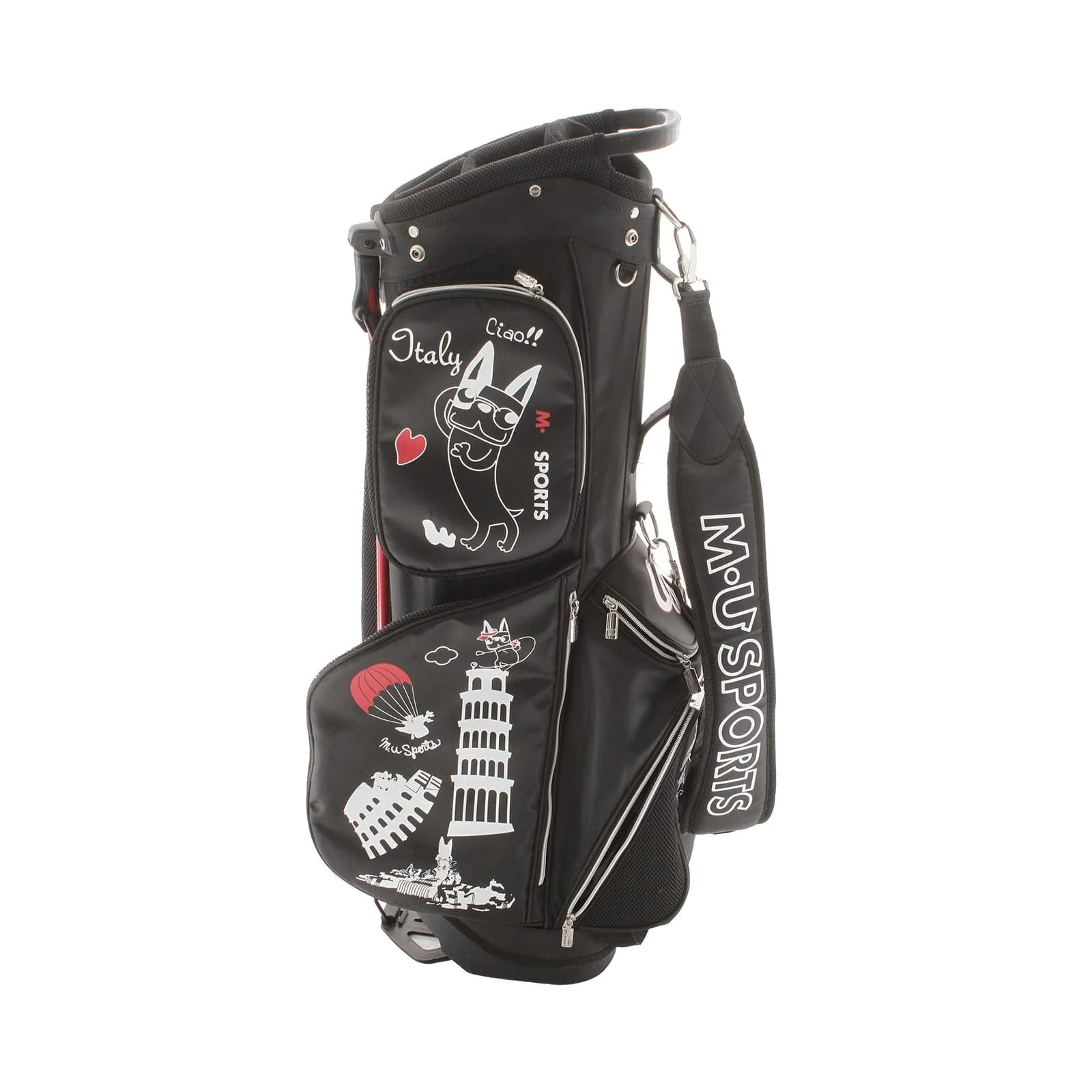M. U. Sports Stand Bag - Black/White/Red - Image 4