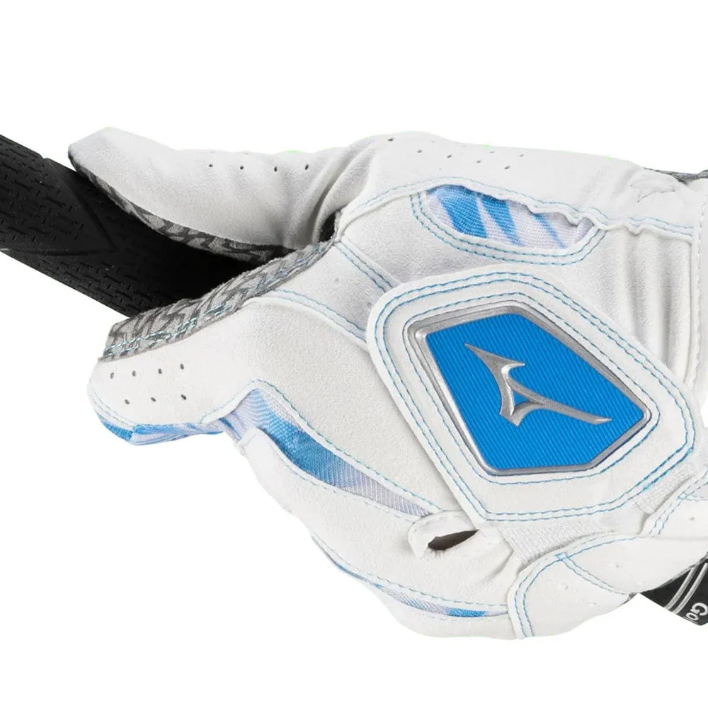 Mizuno Double Grip Glove LH - White/Blue - Image 3
