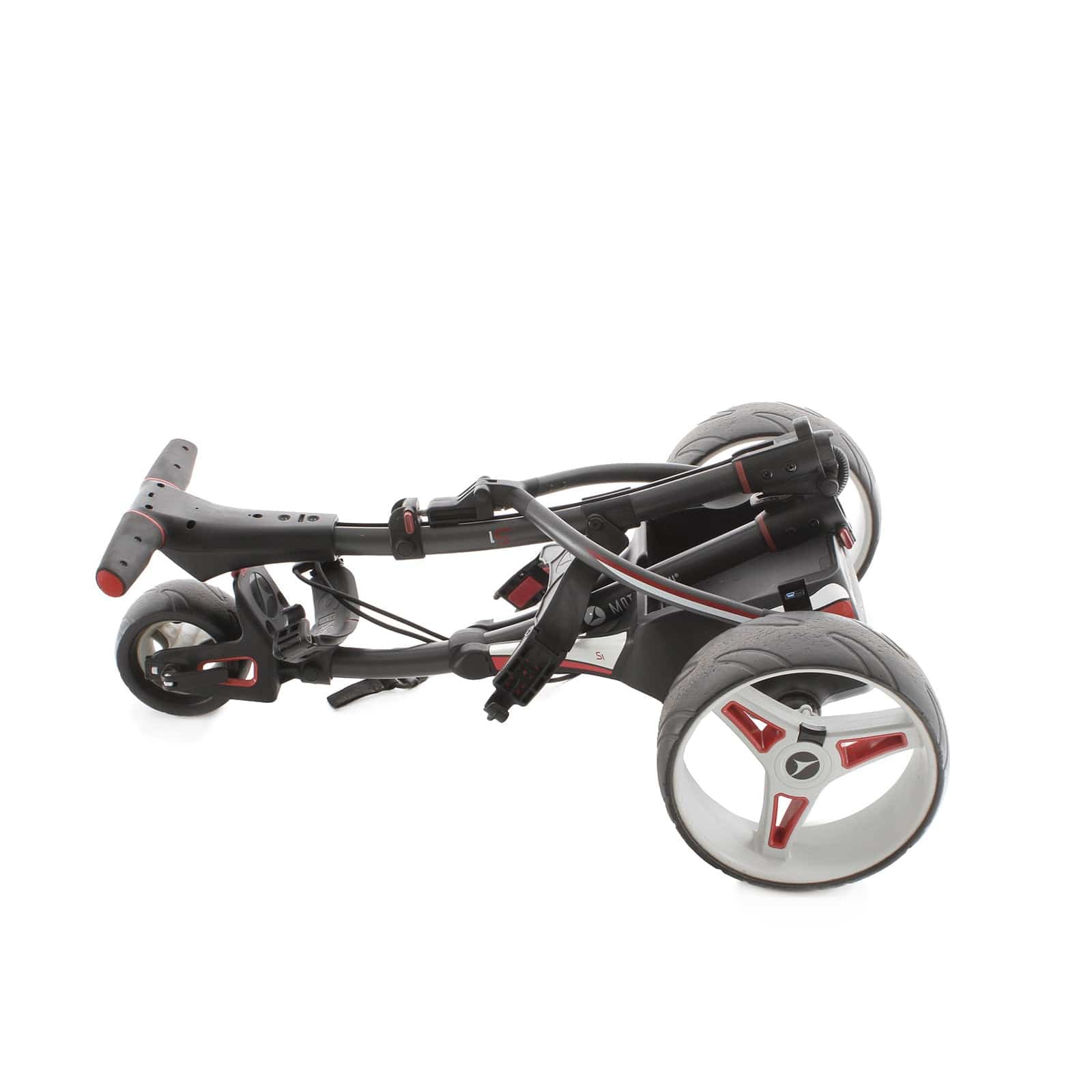 Motocaddy S1 3-Wheel Electric Trolley 18 Hole Lead Acid - Black White - Image 5