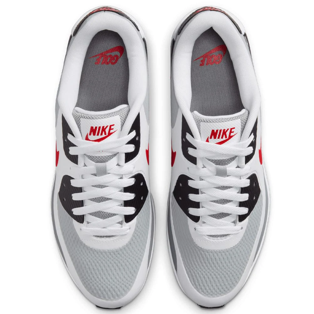 Nike Air Max 90 G Waterproof Spikeless Shoes - White/Fire Red/Light Smoke Grey - Image 7