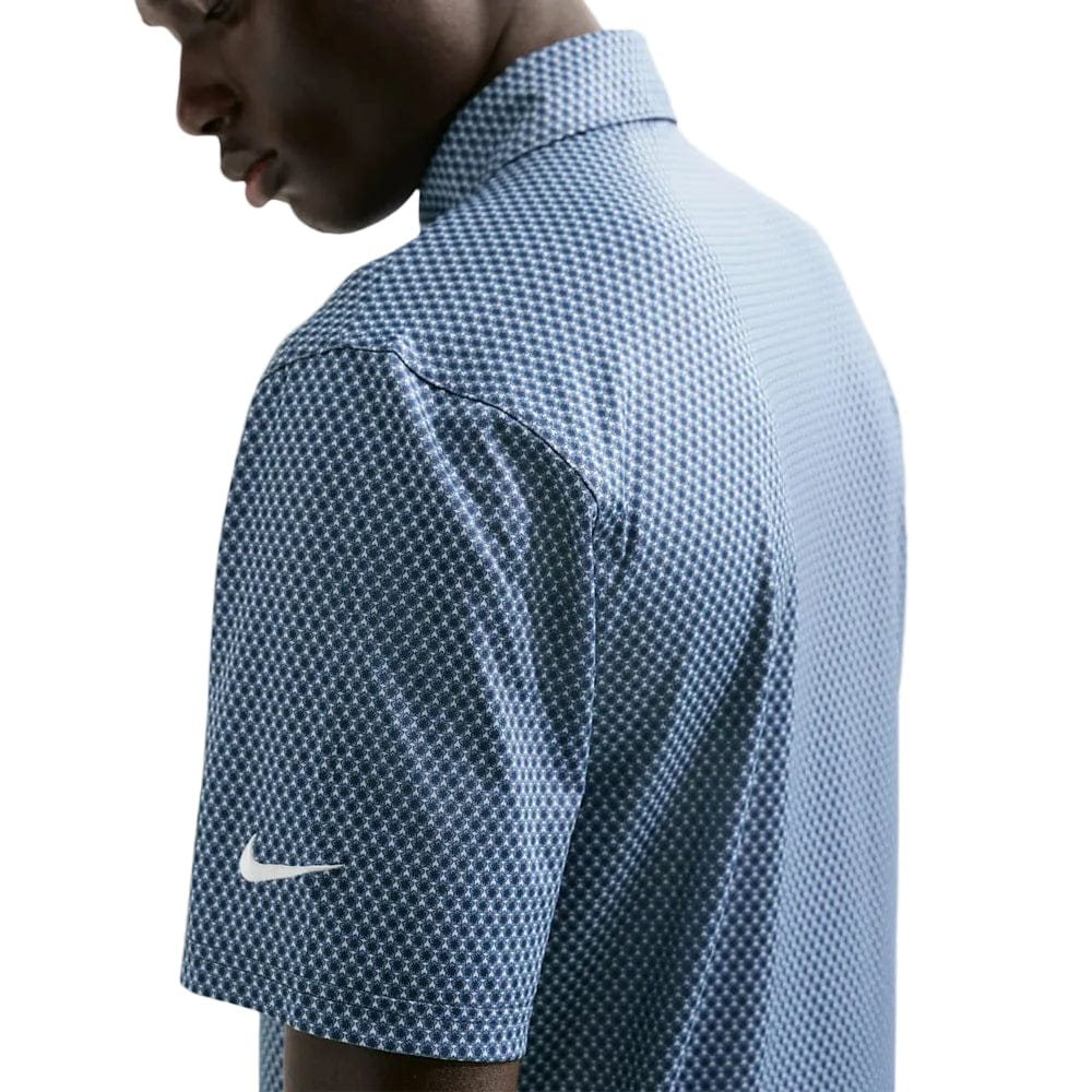 Nike Dri-Fit Velocity Floral Print Polo Shirt - Work Blue/College Navy/White - Image 3
