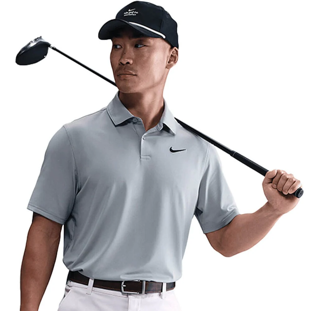 Nike Dri-Fit Velocity Solid Polo Shirt - Wolf Grey/Black - Image 3