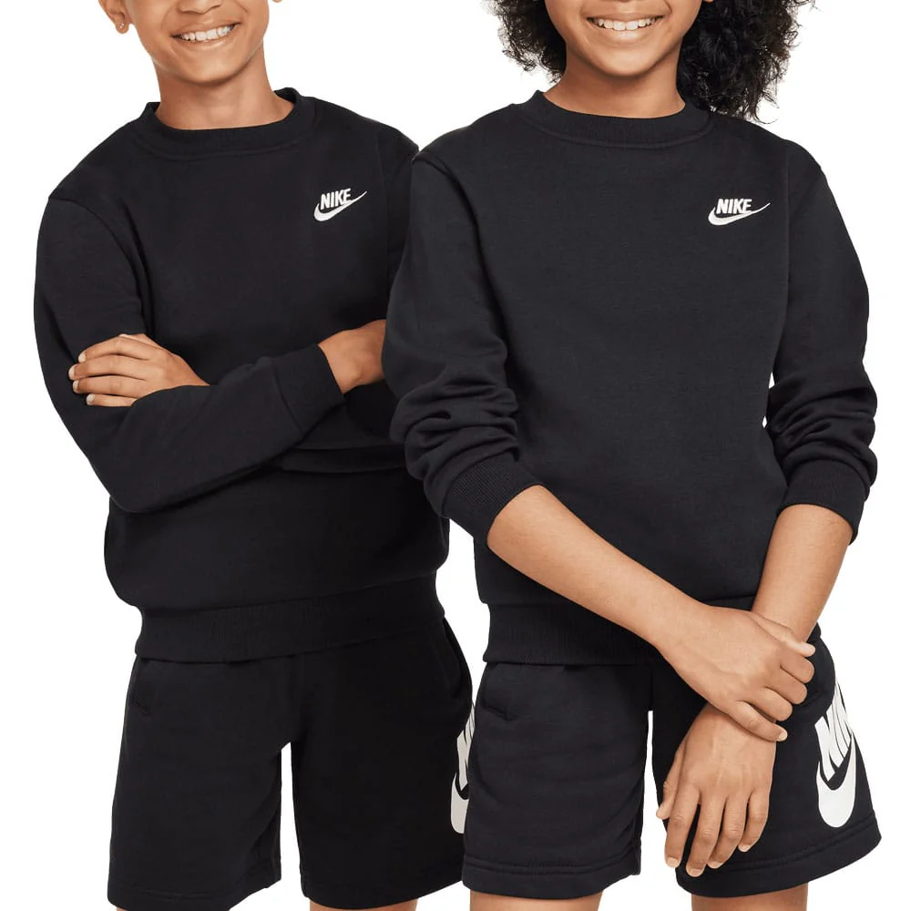 Nike Junior Sportswear Club Fleece Crew Neck Pullover - Black/White - Image 4