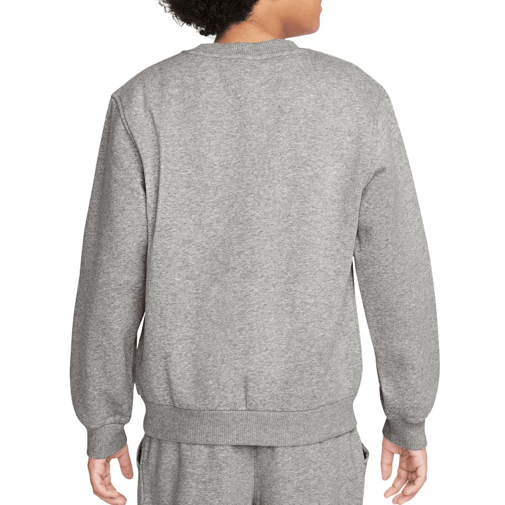Nike Junior Sportswear Club Fleece Crew Neck Pullover - Dark Grey Heather/White - Image 2