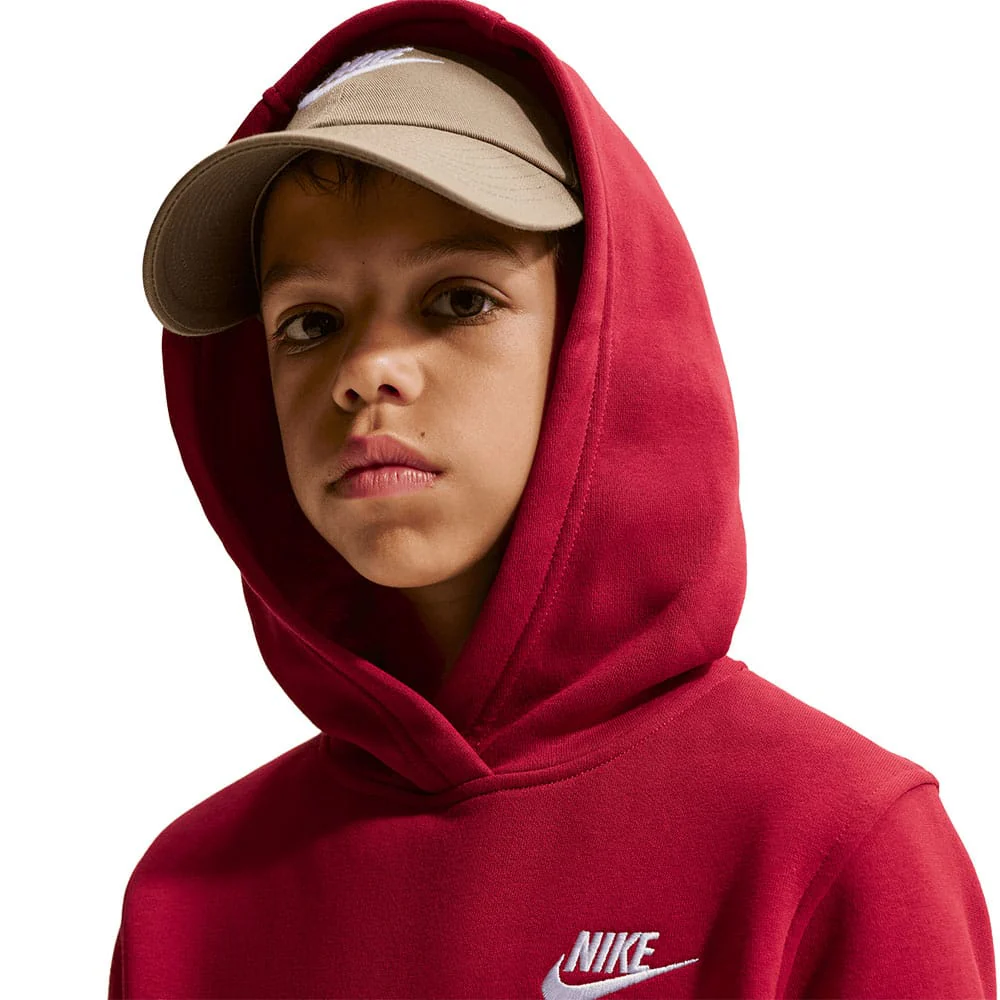 Nike Junior Sportswear Club Fleece Hoodie - Tough Red/White - Image 2
