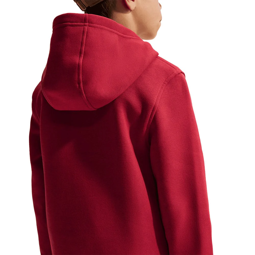 Nike Junior Sportswear Club Fleece Hoodie - Tough Red/White - Image 4