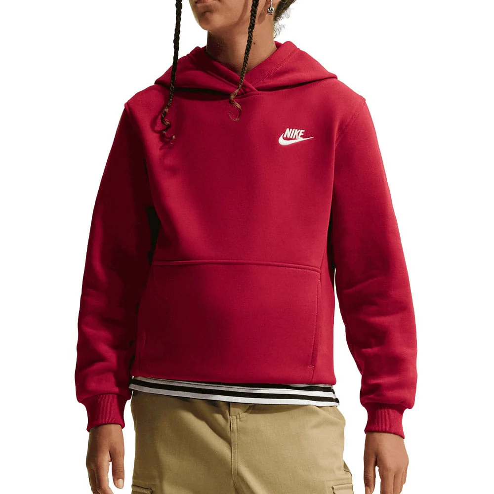 Nike Junior Sportswear Club Fleece Hoodie - Tough Red/White - Image 5