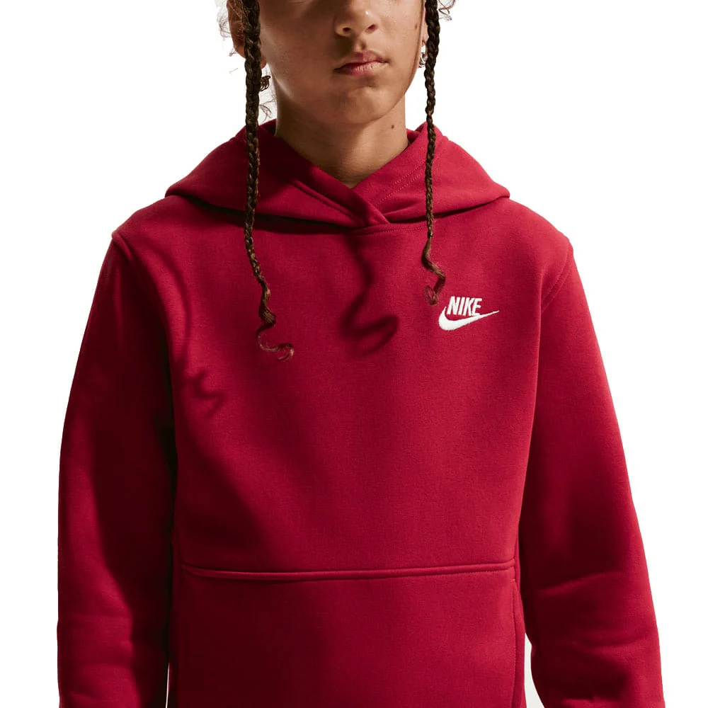Nike Junior Sportswear Club Fleece Hoodie - Tough Red/White - Image 6